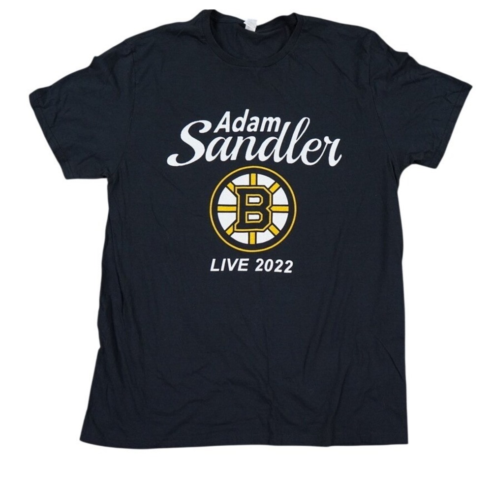 Fruit of the Loom T Shirt Mens L Black Adam Sandler Live 2022 Boston Logo Tour